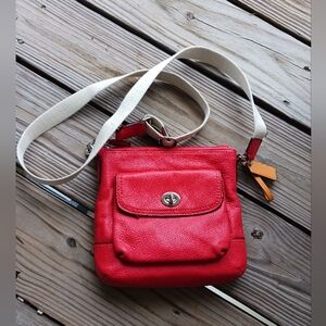 Coach Red Leather Swingpack Crossbody Purse Y2K